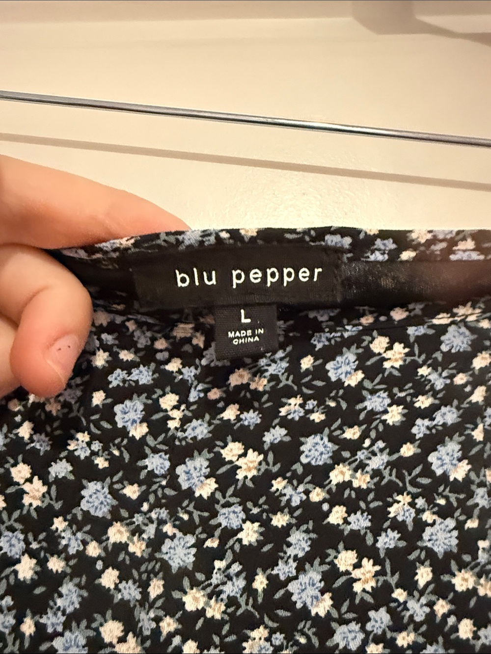 Blu Pepper Black Floral Skater Skirt with Blue & White Blossoms - Picture 2 of 3